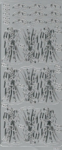 [9323] Peel-off sticker Wedding couple silver