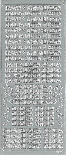 [9329] Peel-off sticker Joulutekstilajitelma hopea