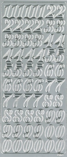 [9613] Ääriviivatarra Isot numerot hopea