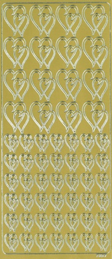 [9652] Peel-off sticker Double heart new gold