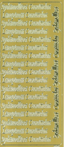 [9658] Peel-off sticker Sydämelliset Onnittelut kulta