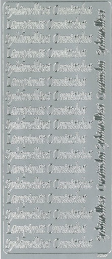 [9659] Peel-off sticker Sydämelliset Onnittelut hopea
