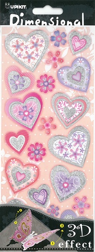 [9780] 3D-sticker Hearts and flowers