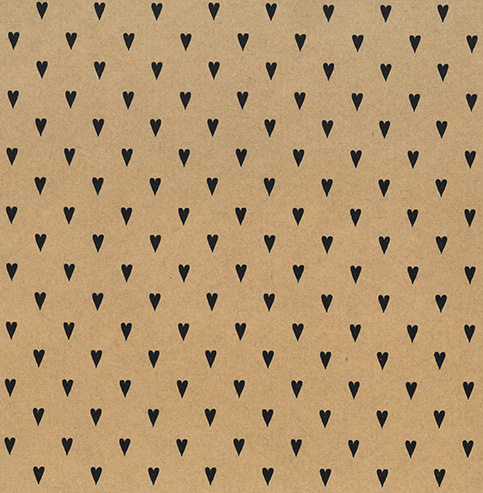 [2051A] Gift wrapping paper natural 70cm x 5m Heart black