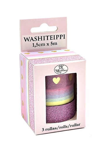 [9200] Washi tape 1.5cm x 5m rainbow 3pcs