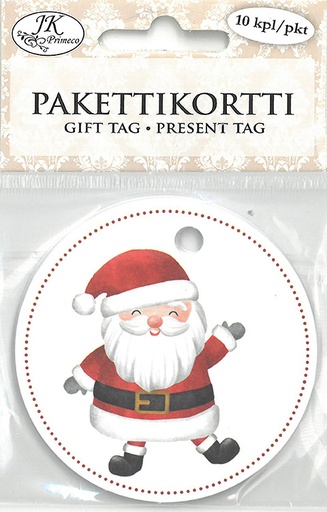 [5202] Pakettikortti pyöreä Iloinen pukki 10kpl