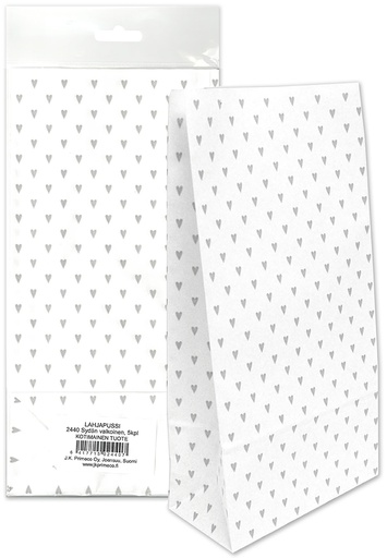 [2440] Paper bag Heart grey 5pcs