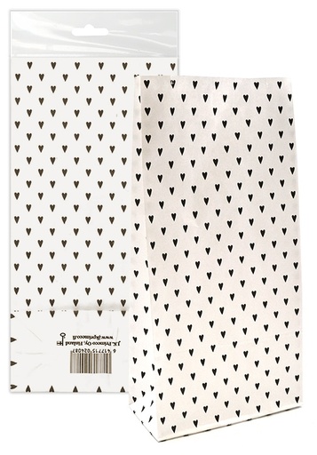 [2409] Paper bag Heart black 5pcs